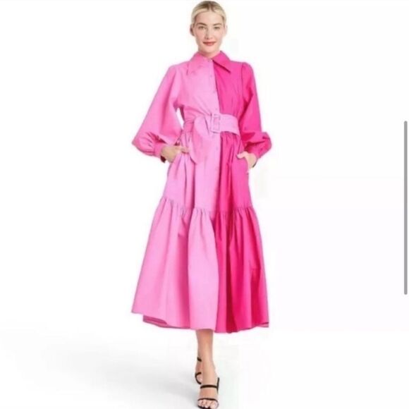 Christopher John Rogers x Target Two-Tone Pink Maxi Shirt Dress - Picture 4 of 12